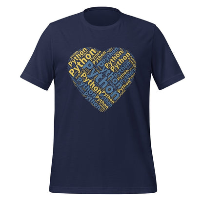 Python Heart Word Cloud T - Shirt 2 (unisex) - Navy - AI Store