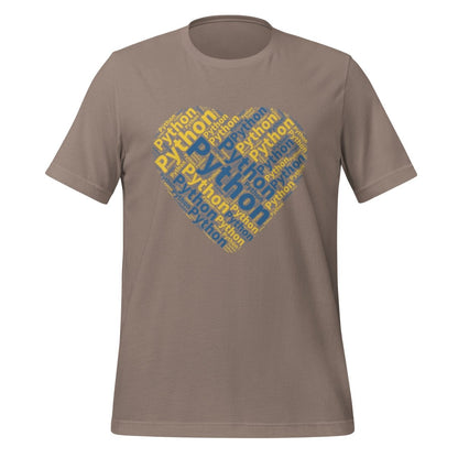 Python Heart Word Cloud T - Shirt 2 (unisex) - Pebble - AI Store