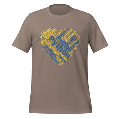 Python Heart Word Cloud T-Shirt 2 (unisex) - Pebble / M