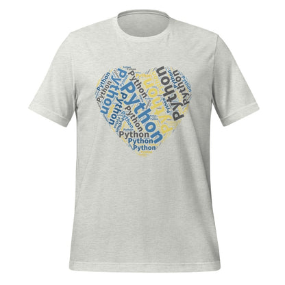 Python Heart Word Cloud T - Shirt (unisex) - Ash - AI Store