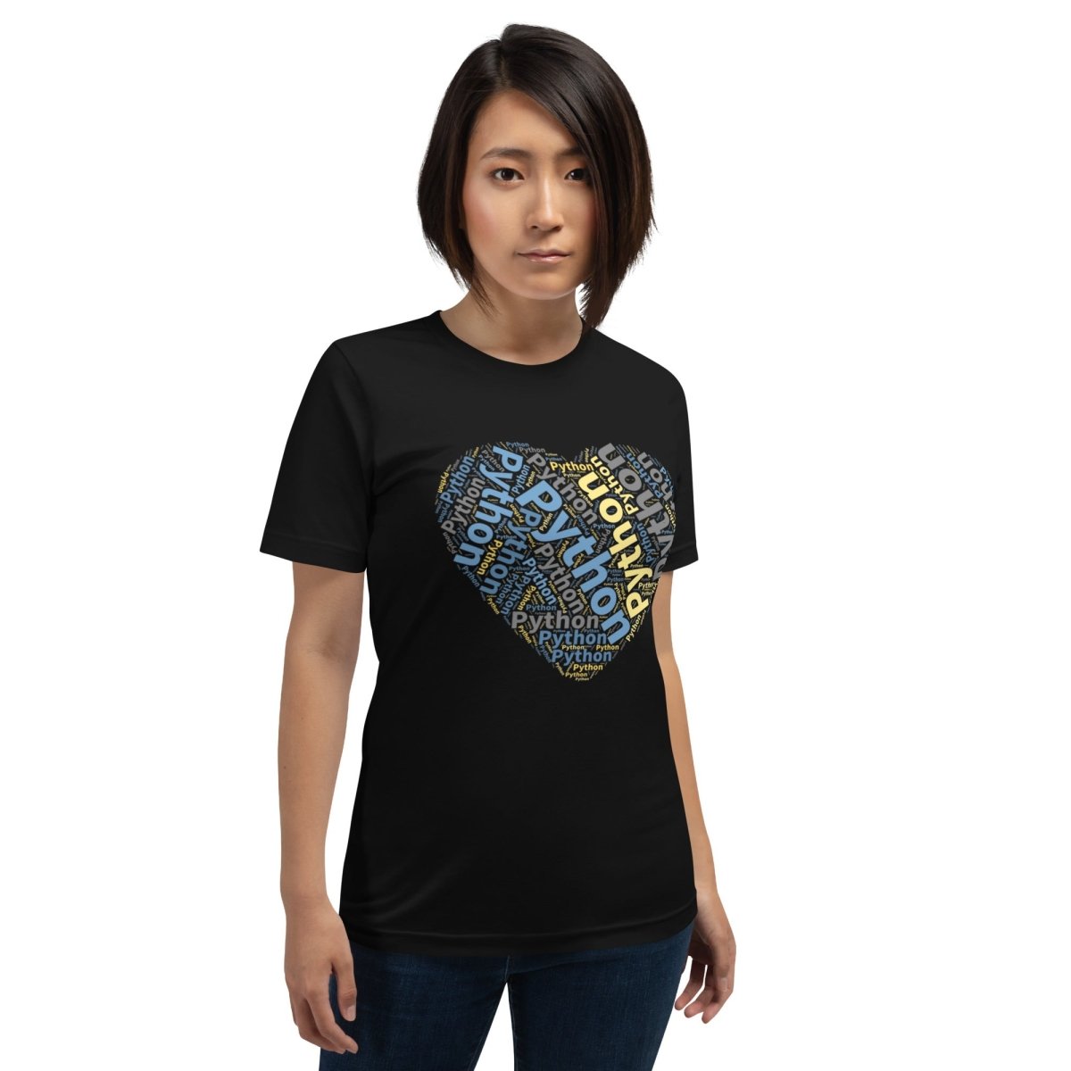 Python Heart Word Cloud T - Shirt (unisex) - Black - AI Store
