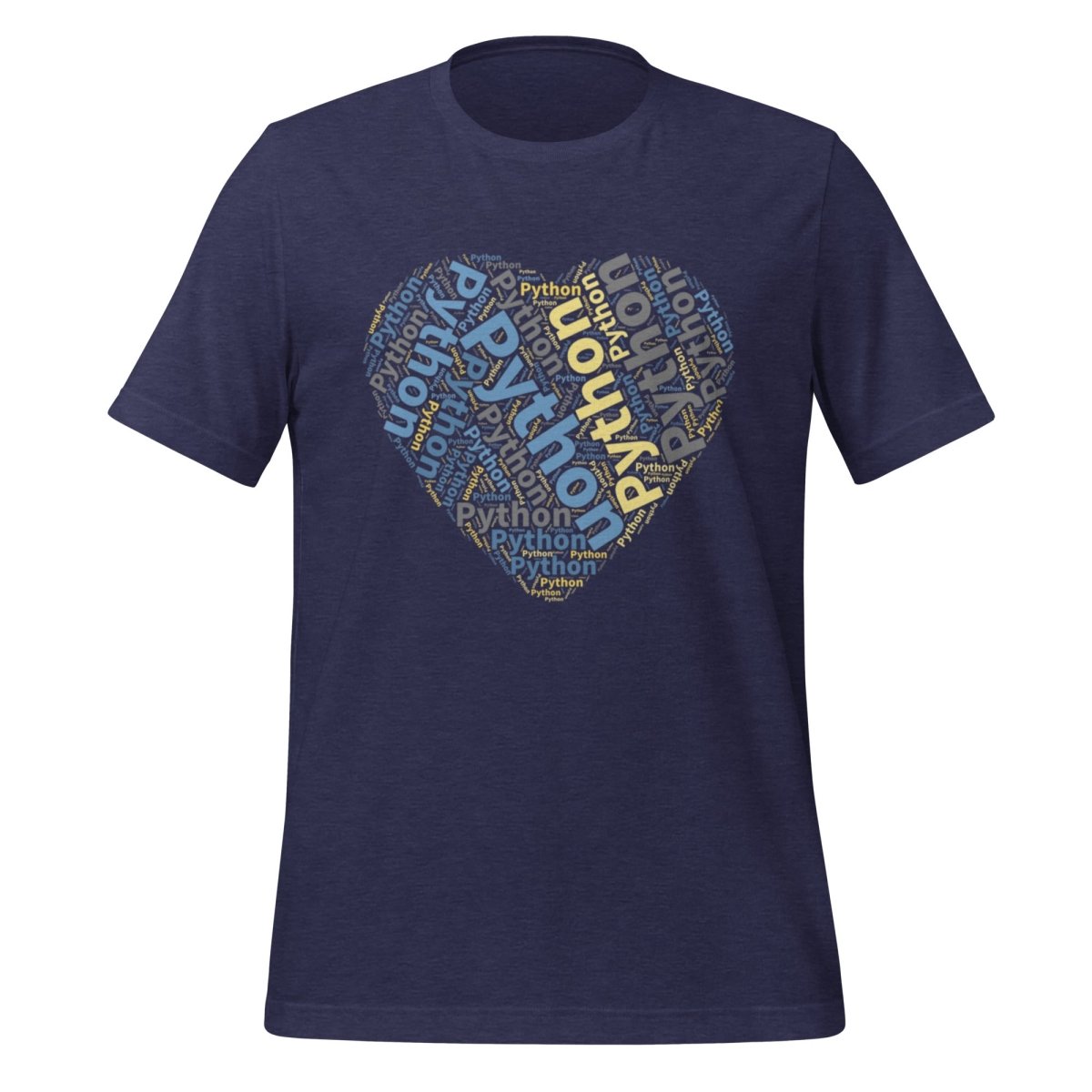 Python Heart Word Cloud T - Shirt (unisex) - Heather Midnight Navy - AI Store