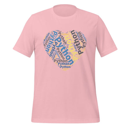 Python Heart Word Cloud T - Shirt (unisex) - Pink - AI Store
