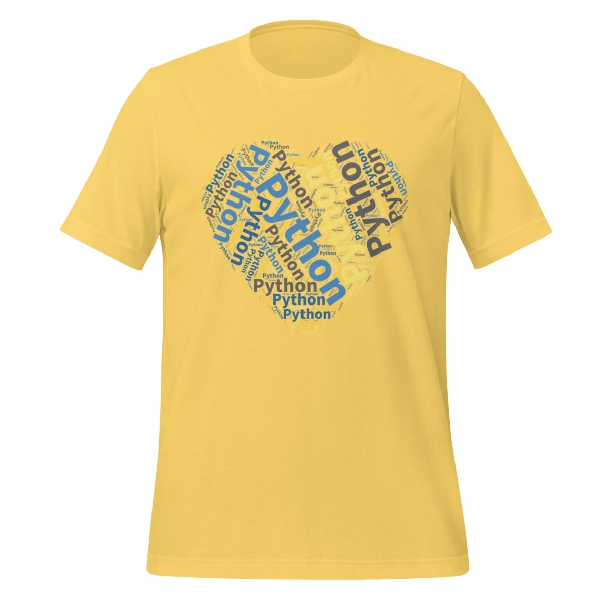 Python Heart Word Cloud T - Shirt (unisex) - Yellow - AI Store