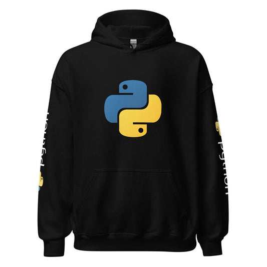 Python Icon and Logos Hoodie (unisex) - Black - AI Store