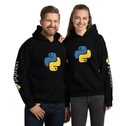 Python Icon and Logos Hoodie (unisex) - Black - AI Store