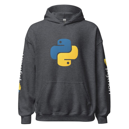 Python Icon and Logos Hoodie (unisex) - Dark Heather - AI Store