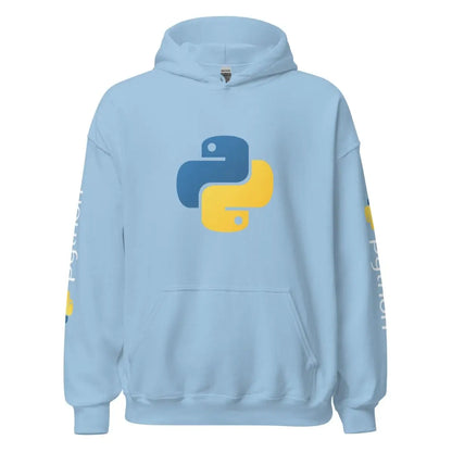 Python Icon and Logos Hoodie (unisex) - Light Blue / M