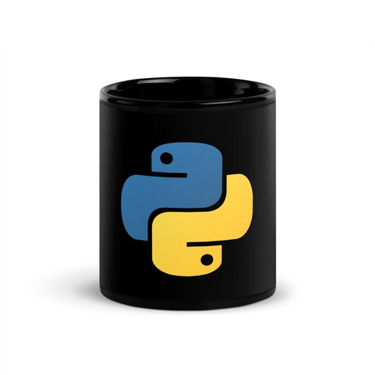 Python Icon Black Glossy Mug - 11 oz - AI Store