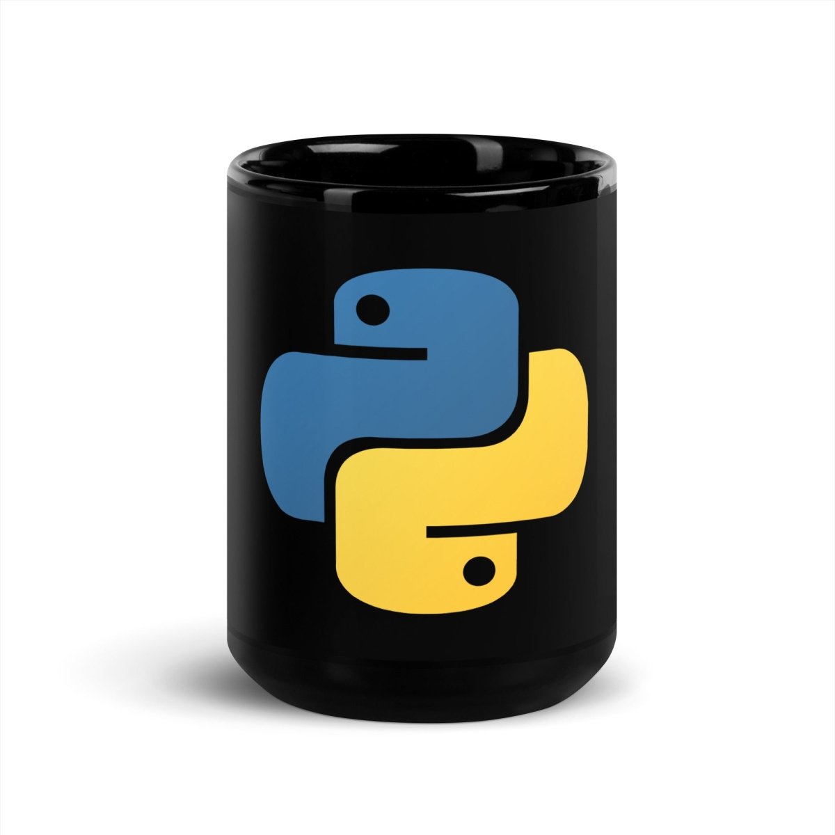 Python Icon Black Glossy Mug - 15 oz - AI Store