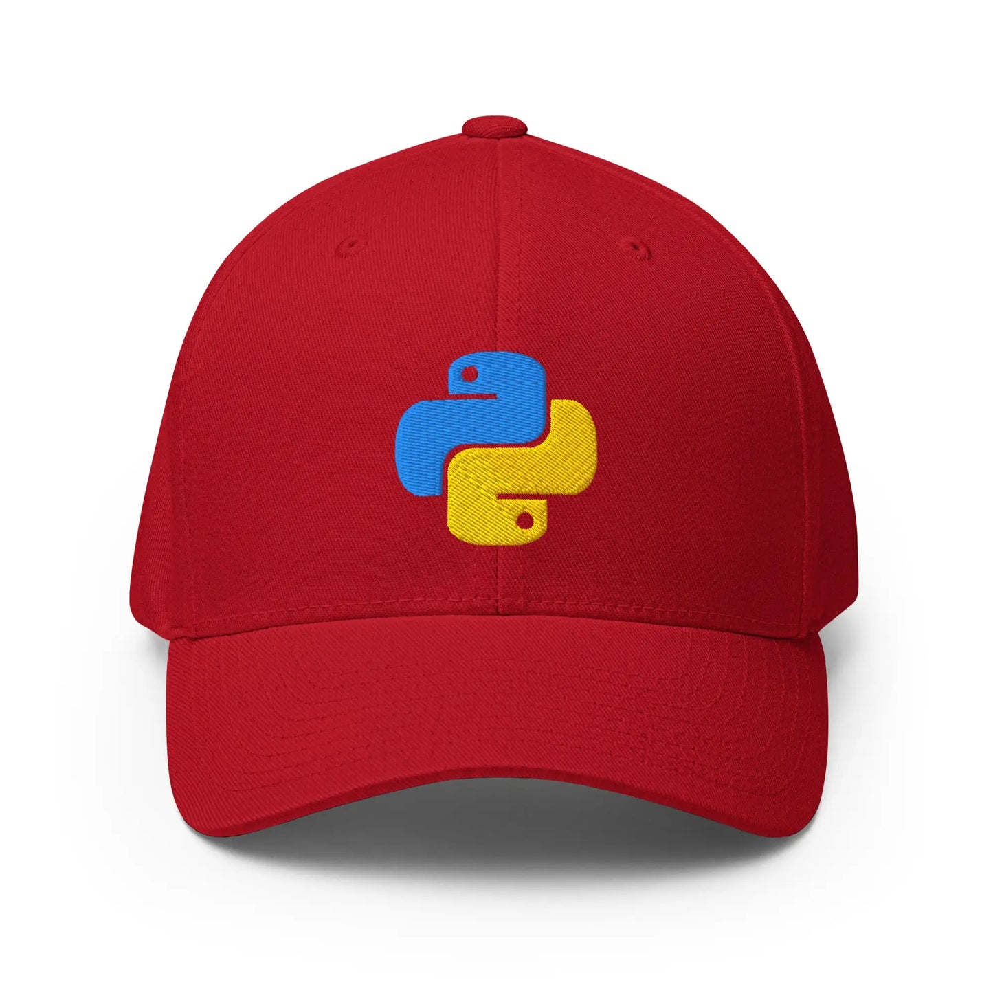 Python Icon Embroidered Closed-Back Baseball Cap - Red / S/M