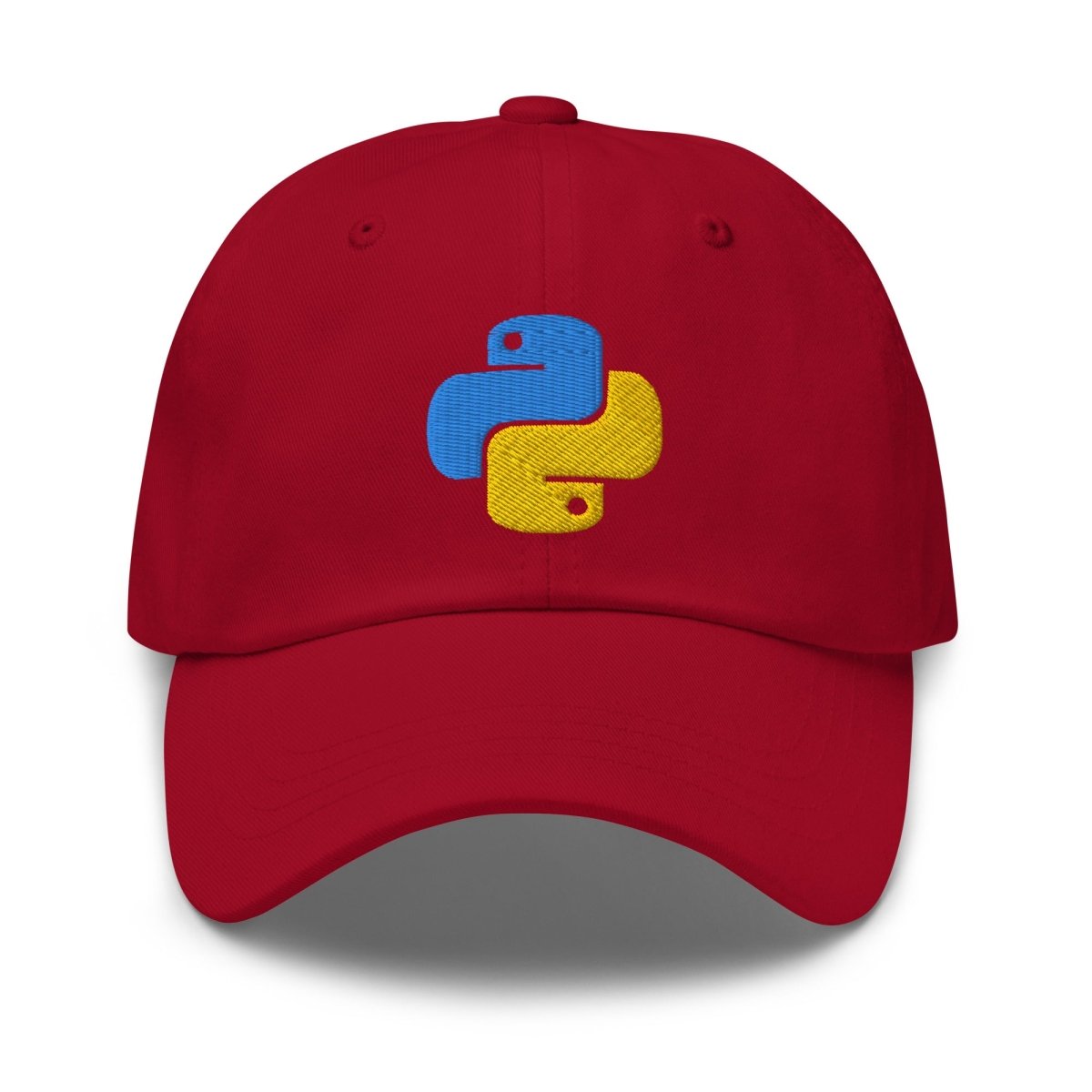 Cherry Red Python Icon Embroidered Cap - AI Store