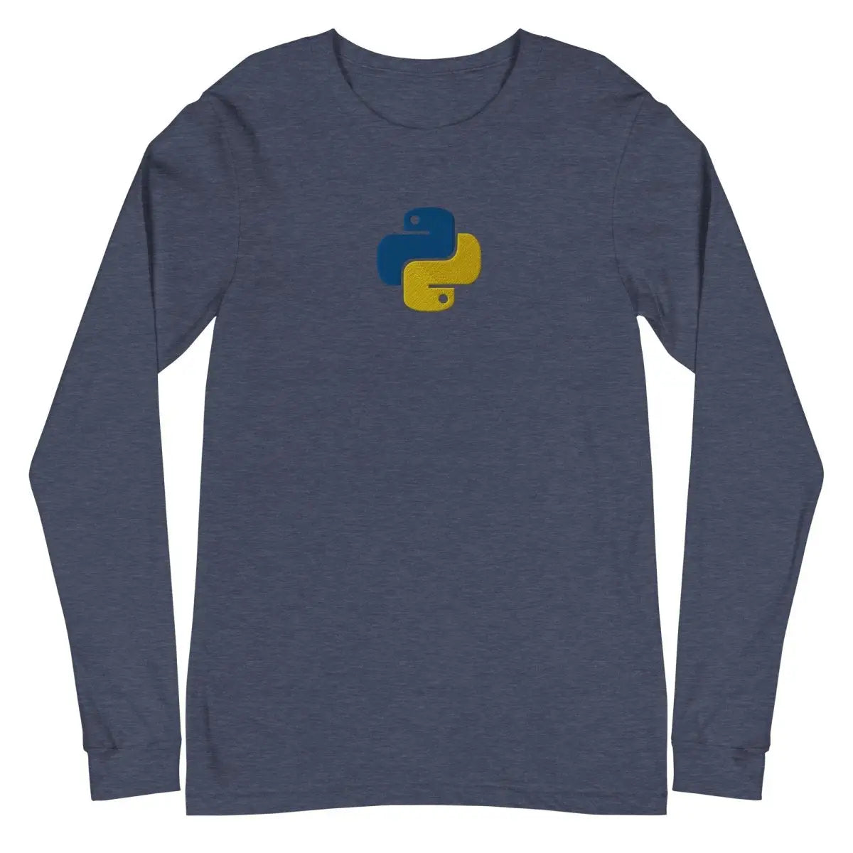 Python Icon Embroidered Long Sleeve T-Shirt (unisex) - Heather Navy / M