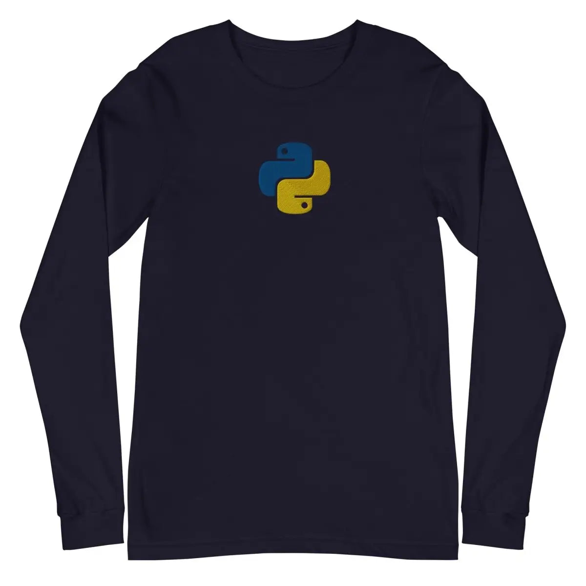 Python Icon Embroidered Long Sleeve T-Shirt (unisex) - Navy / M