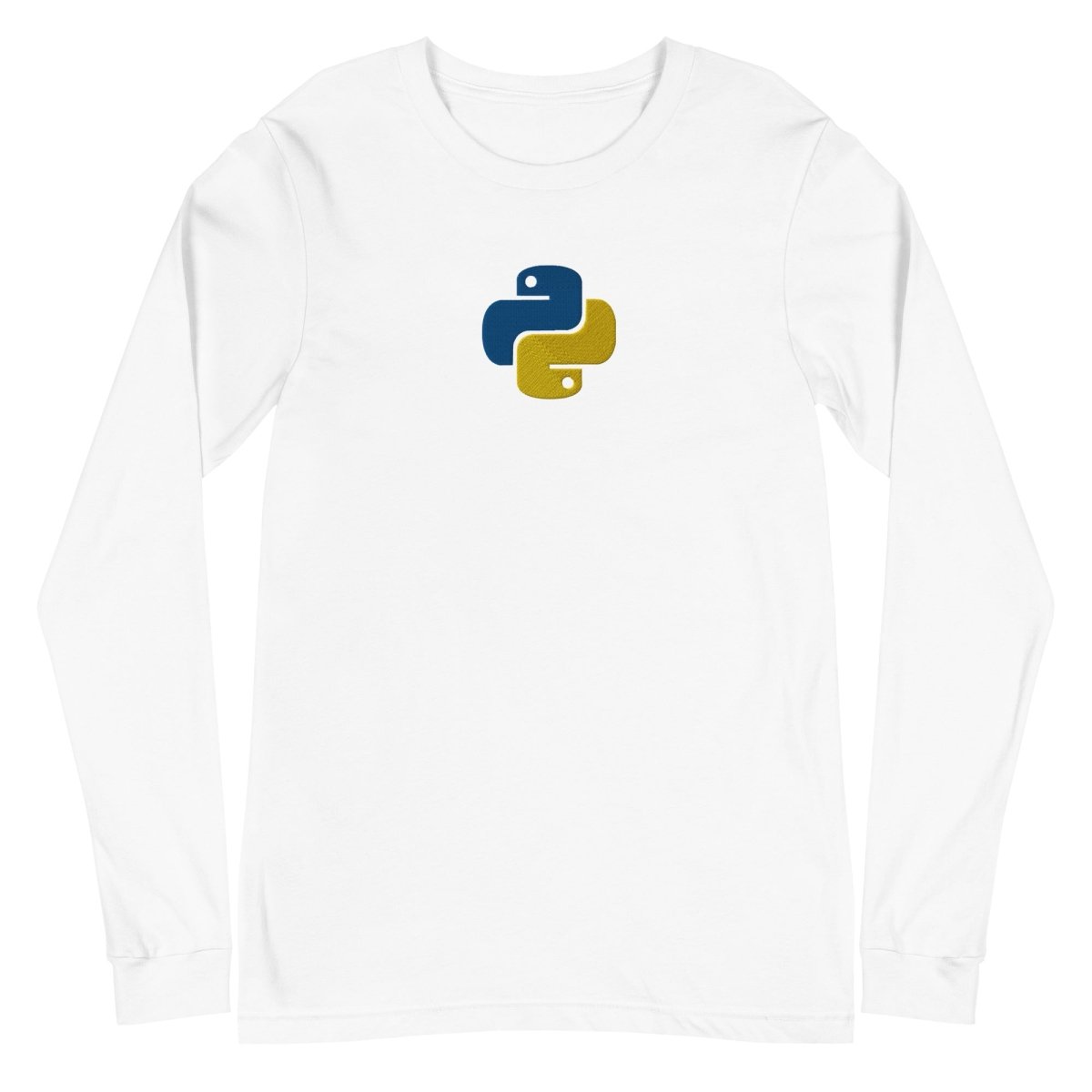 Python Icon Embroidered Long Sleeve T - Shirt (unisex) - White - AI Store