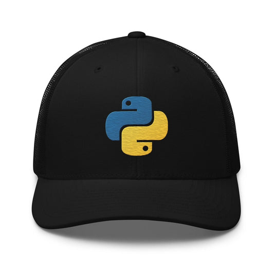 Python Icon True - Color Embroidered Trucker Cap - Black - AI Store