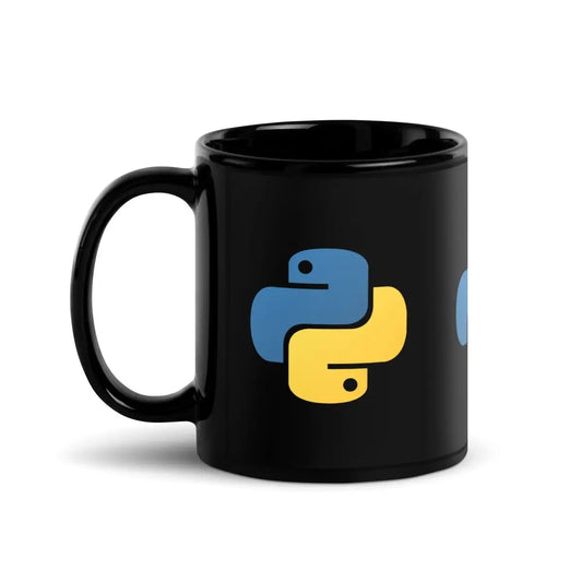 The Python Icons Black Glossy Mug.