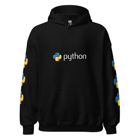 Python Logo and Icons Hoodie (unisex) - Black - AI Store
