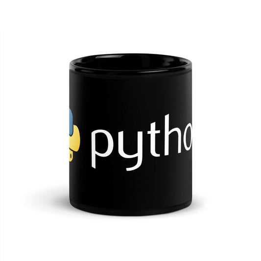 Python Logo Black Glossy Mug - 11 oz - AI Store
