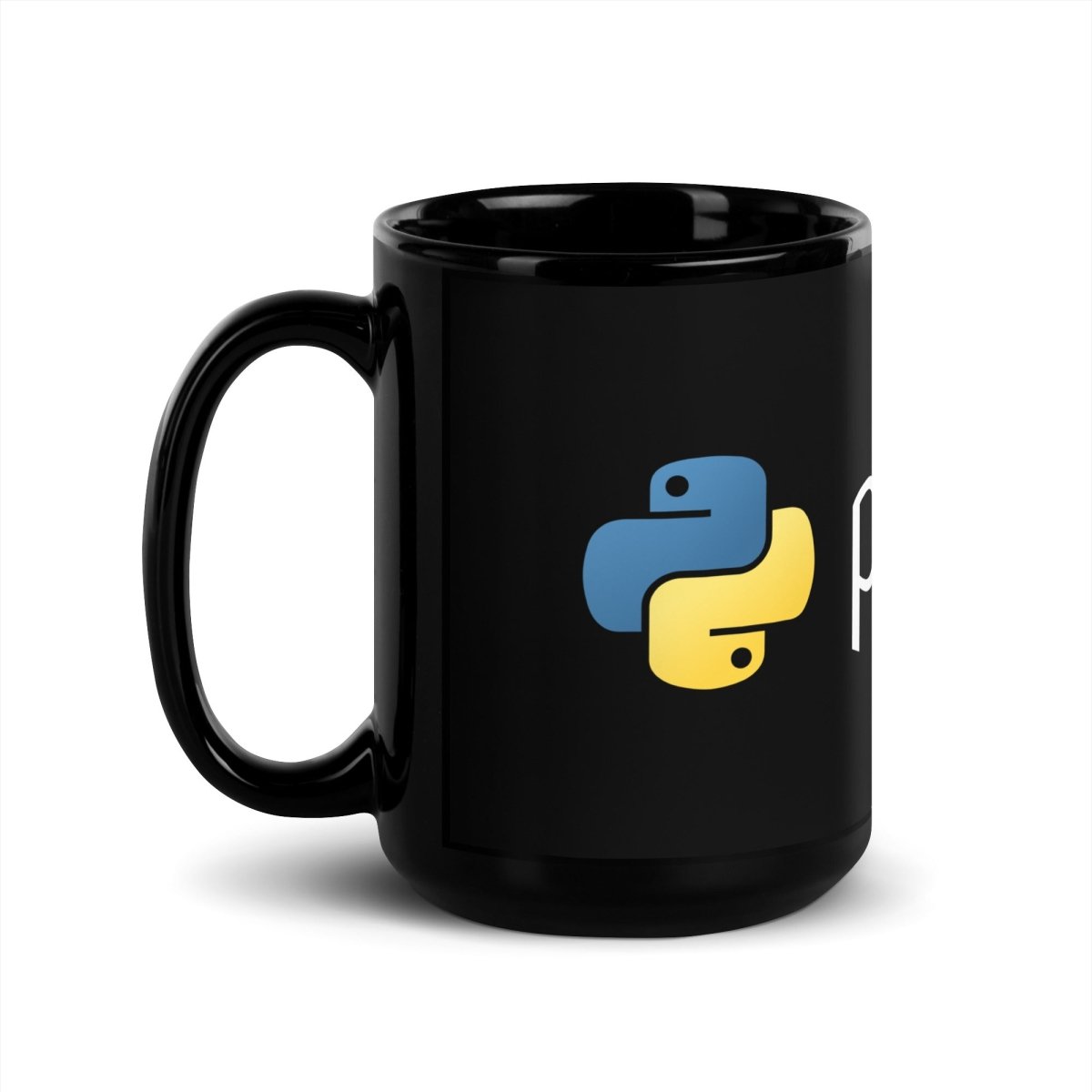 Python Logo Black Glossy Mug - 15 oz - AI Store