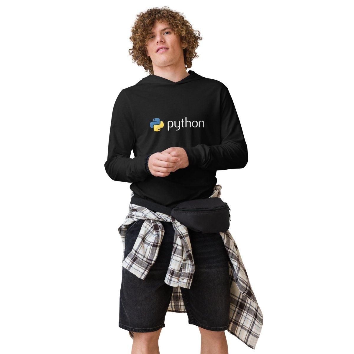 Python Logo Hooded Long Sleeve T - Shirt (unisex) - Black - AI Store