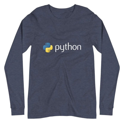 Python Logo Long Sleeve T-Shirt (unisex) - Heather Navy / M