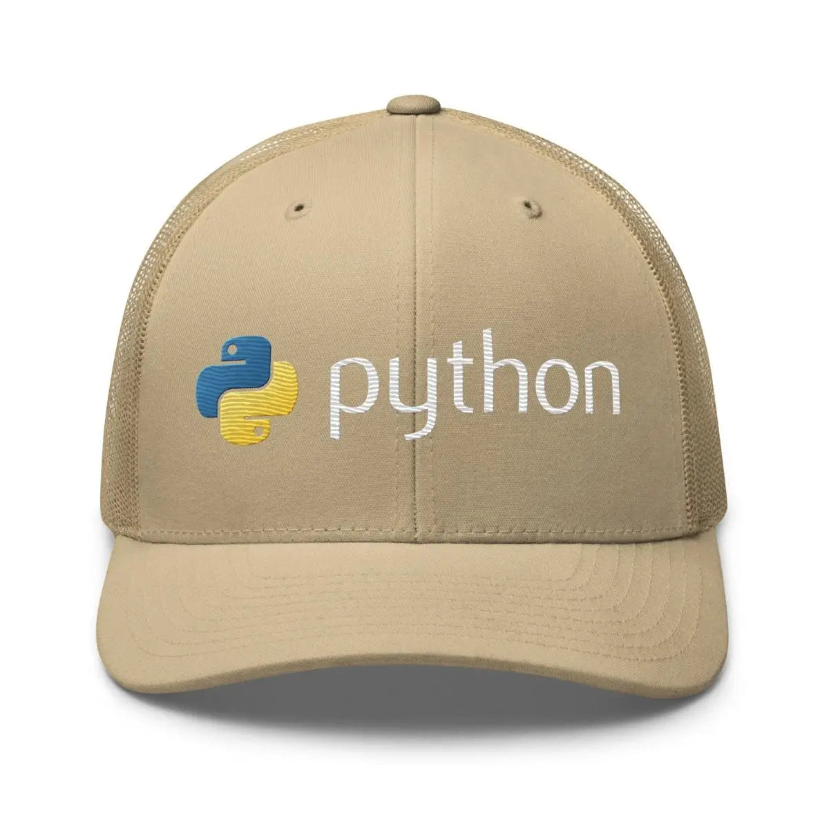 Python Logo True-Color Embroidered Trucker Cap - Khaki