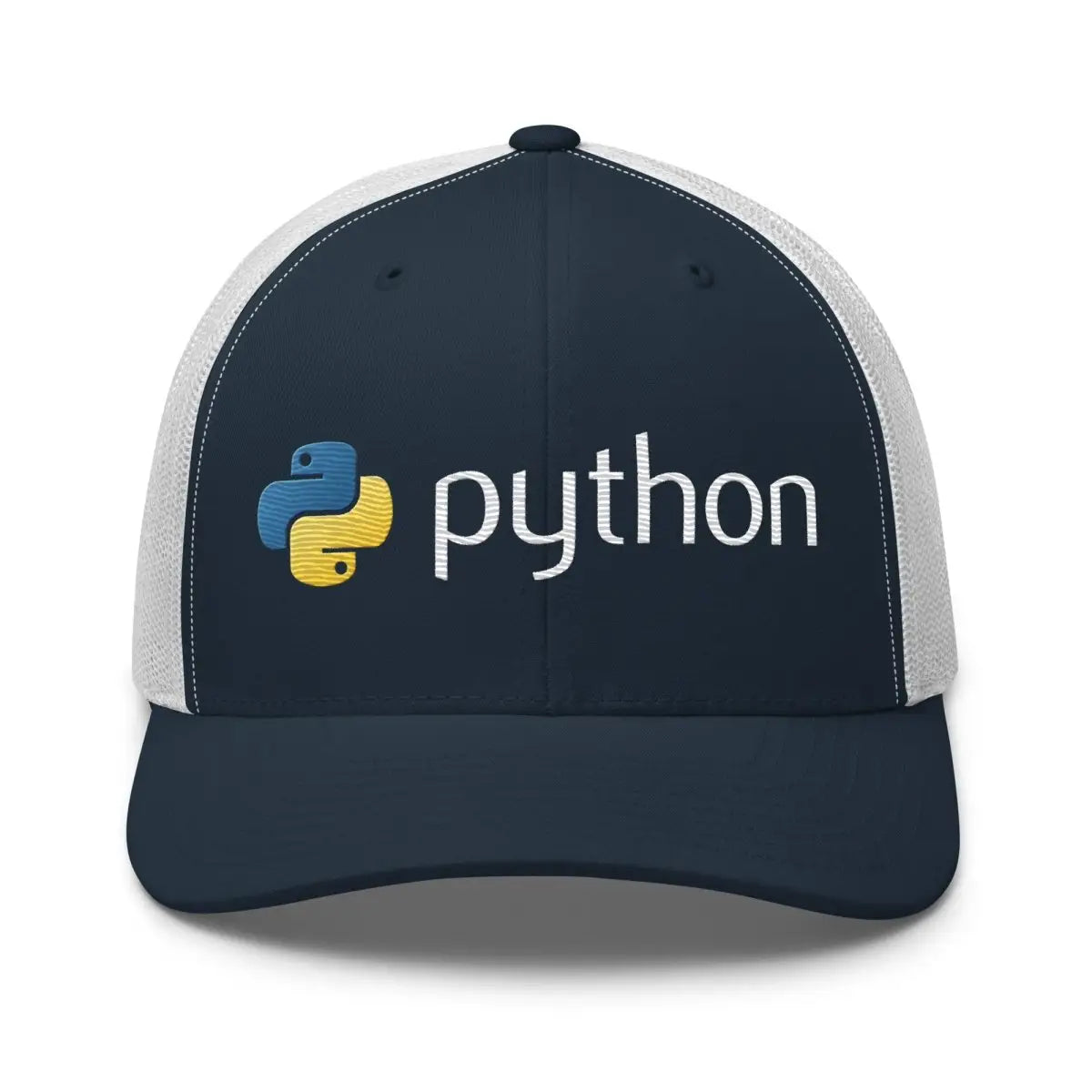 Python Logo True-Color Embroidered Trucker Cap - Navy/ White