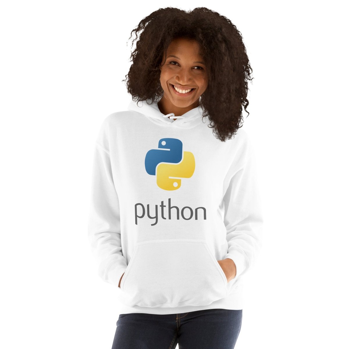 Python Stacked Logo Hoodie (unisex) - White - AI Store