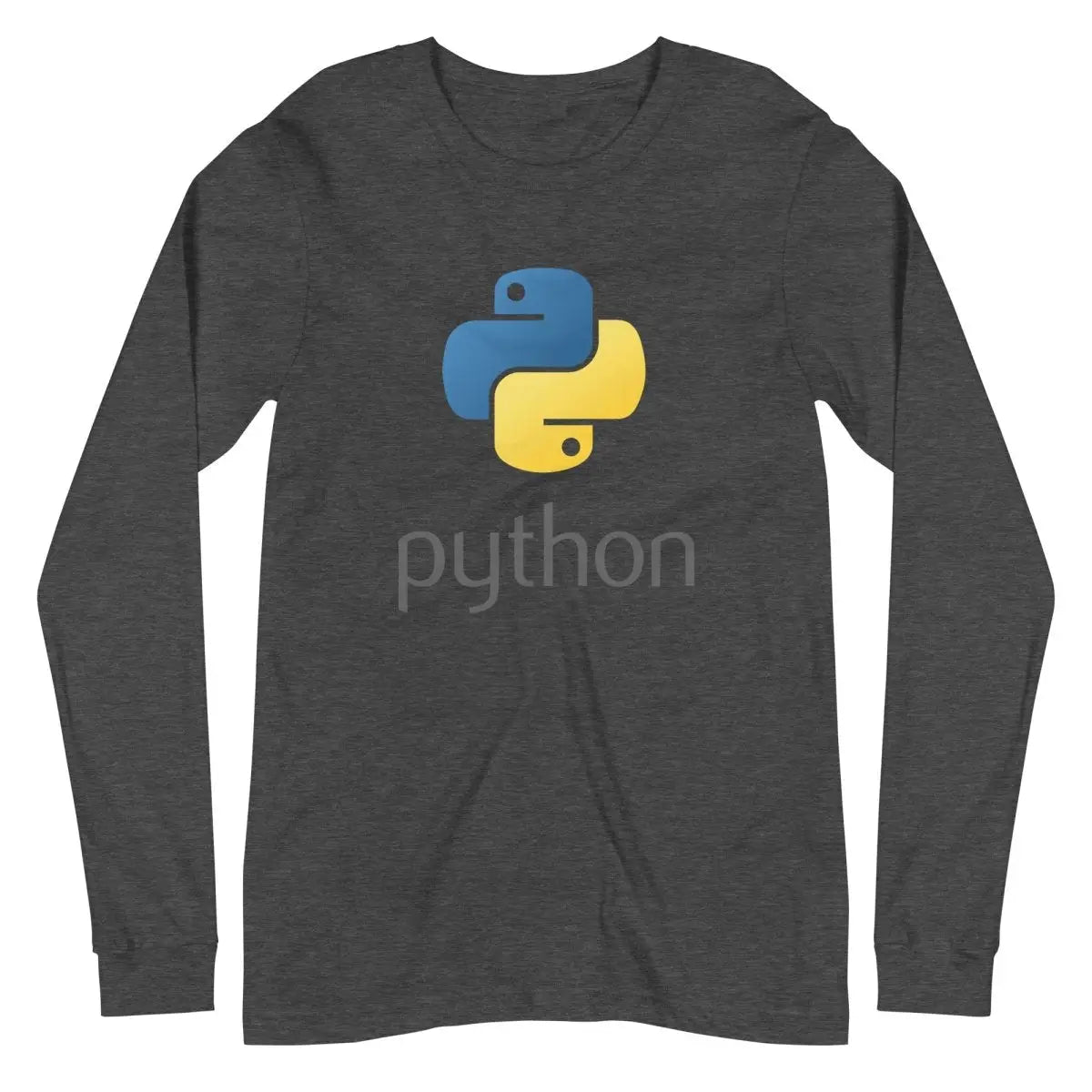 Python Stacked Logo Long Sleeve T-Shirt (unisex) - Dark Grey Heather / M