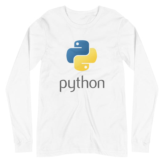Python Stacked Logo Long Sleeve T - Shirt (unisex) - White - AI Store