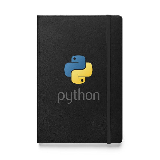 Python Stacked Logo Hardcover Bound Notebook - Black