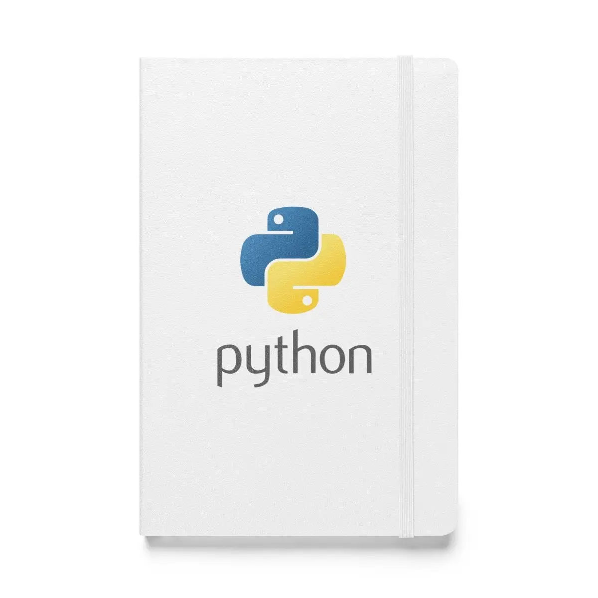 Python Stacked Logo on Hardcover Bound Notebook - White