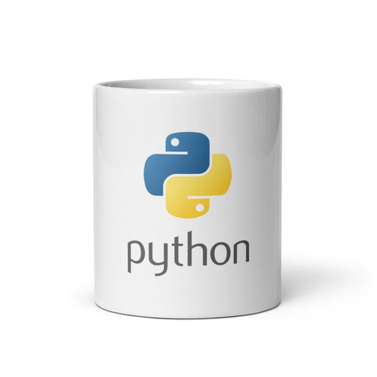 Python Stacked Logo White Glossy Mug - 11 oz - AI Store