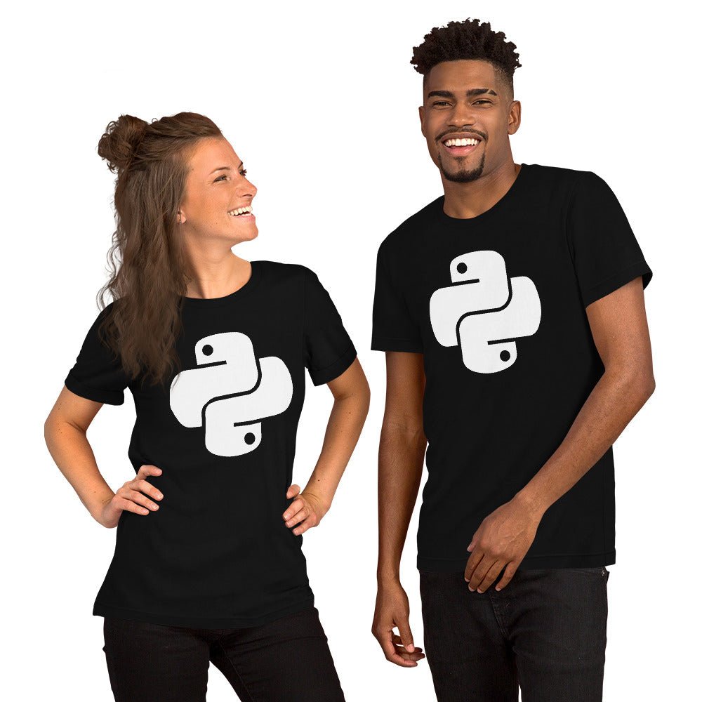 Python White Icon T-Shirt (unisex) - Black - AI Store