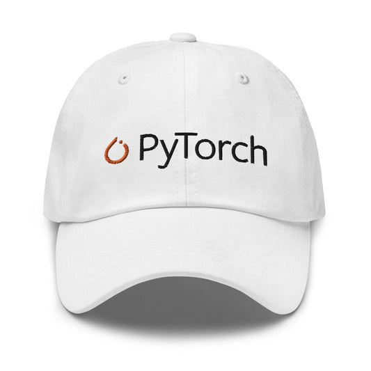 PyTorch Black Logo Embroidered Cap - White - AI Store