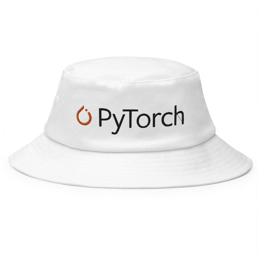 PyTorch Dark Logo Embroidered Bucket Hat - White - AI Store