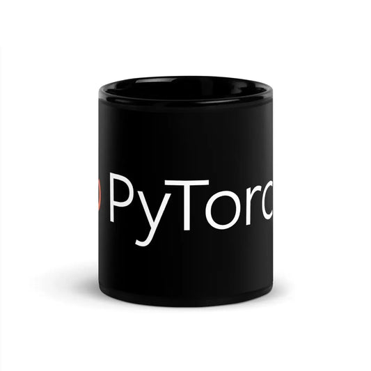 PyTorch Logo on Black Glossy Mug - 11 oz