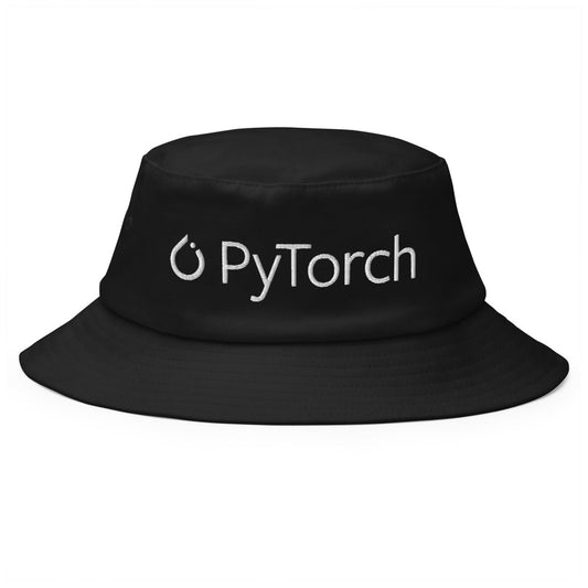 PyTorch White Logo Embroidered Bucket Hat - Black - AI Store