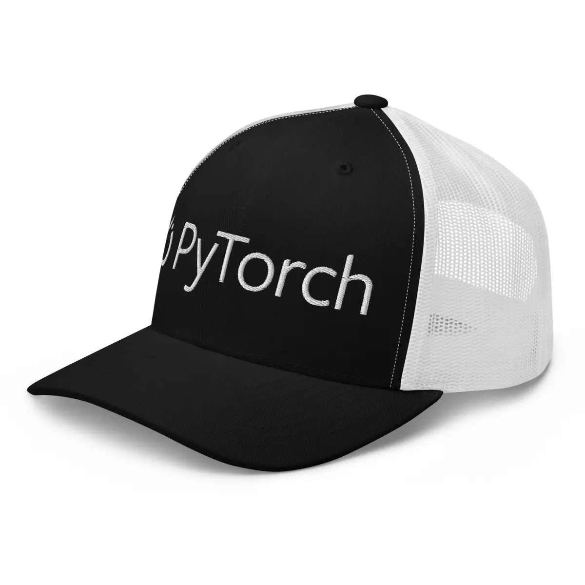 PyTorch White Logo Embroidered Trucker Cap