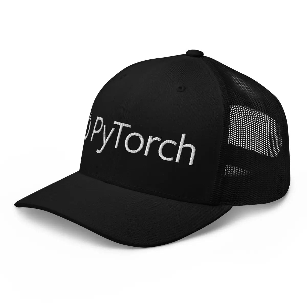 PyTorch White Logo Embroidered Trucker Cap