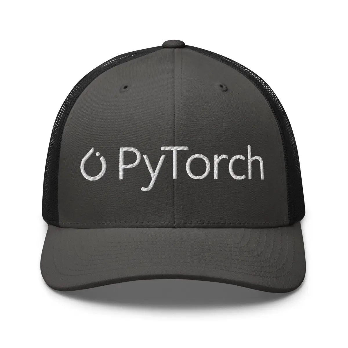 PyTorch White Logo Embroidered Trucker Cap - Charcoal + Black