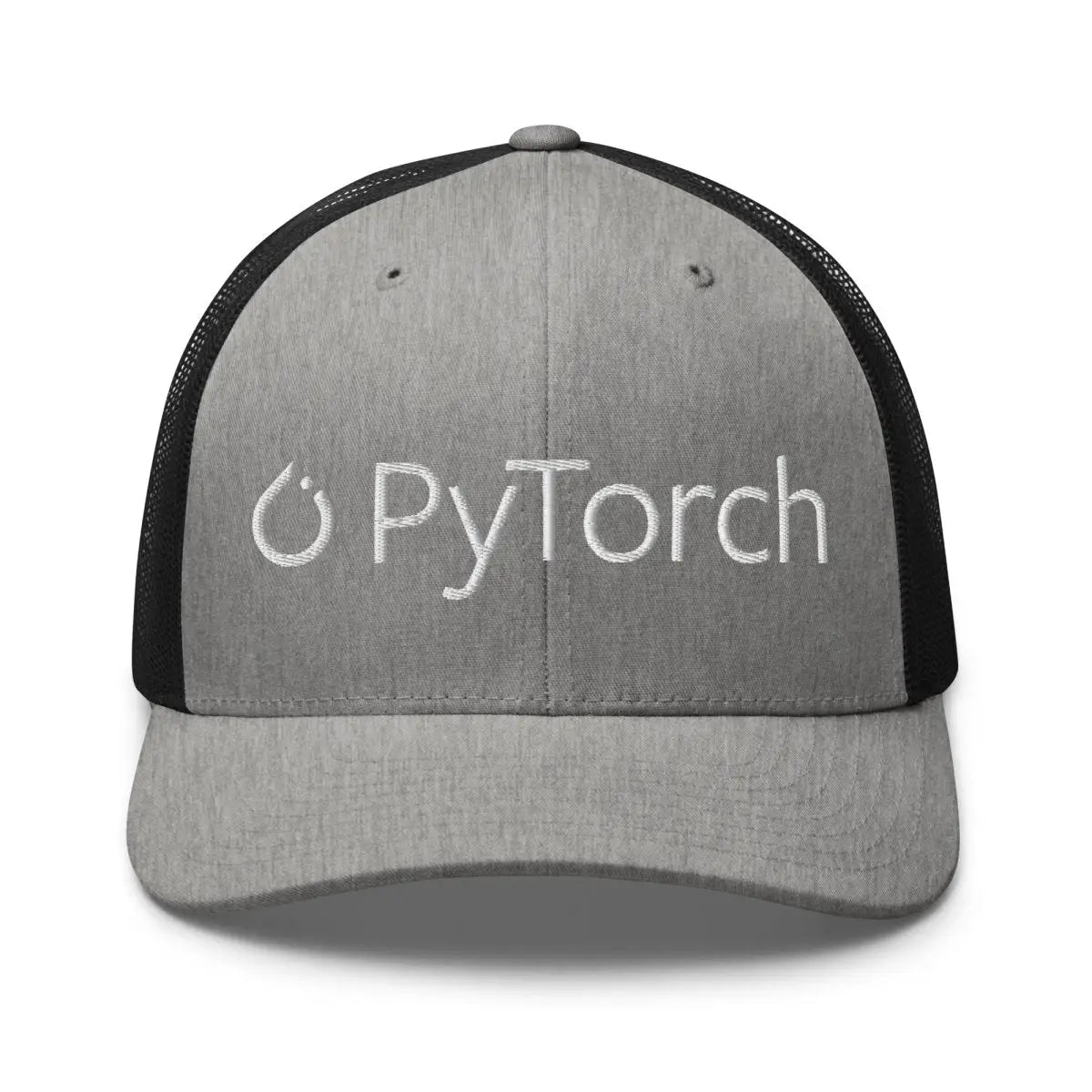 PyTorch White Logo Embroidered Trucker Cap - Heather + Black