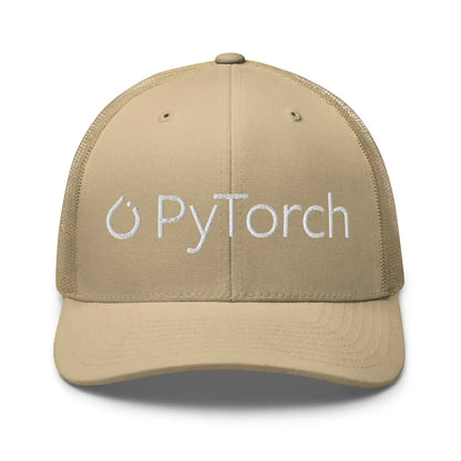 PyTorch White Logo Embroidered Trucker Cap - Khaki