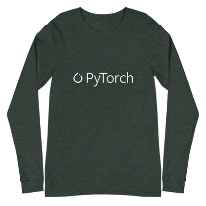 PyTorch White Logo Long Sleeve T - Shirt (unisex) - Heather Forest - AI Store
