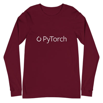 PyTorch White Logo Long Sleeve T - Shirt (unisex) - Maroon - AI Store