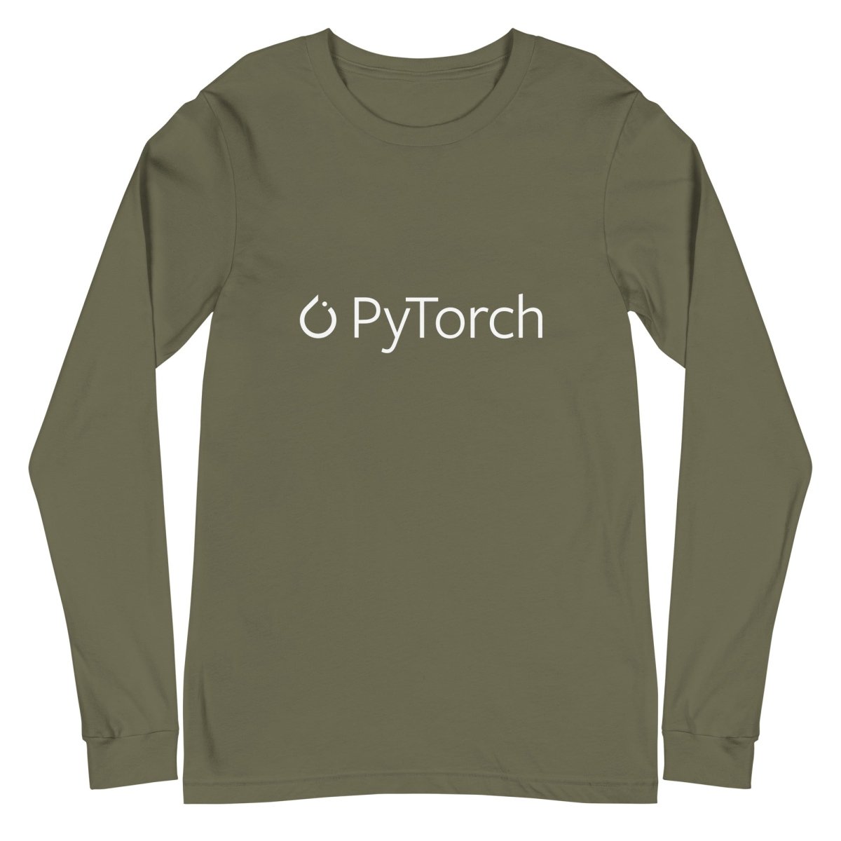 PyTorch White Logo Long Sleeve T - Shirt (unisex) - Military Green - AI Store