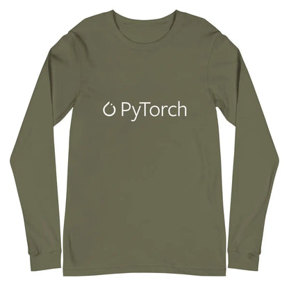 PyTorch White Logo Long Sleeve T-Shirt (unisex) - Military Green / M