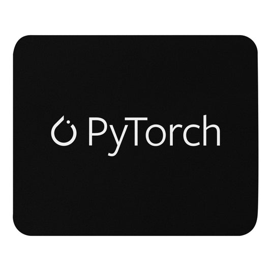 PyTorch White Logo on Black Mouse Pad - AI Store