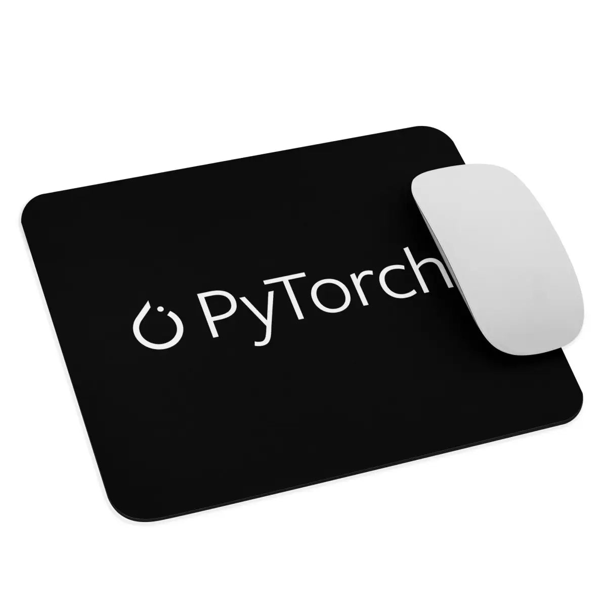 PyTorch White Logo on Black Mouse Pad